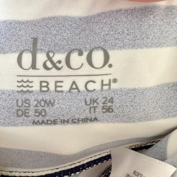 Denim & Co. Beach Handkerchief Hem Tankini Skirt Set Navy Stripe Size US 20 - Picture 7 of 9